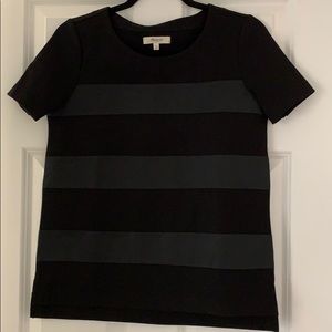 Madewell black mixed fabric striped top